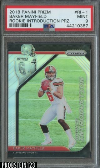 2018 Panini Prizm Introduction Silver Baker Mayfield Browns Rc Rookie Psa 9