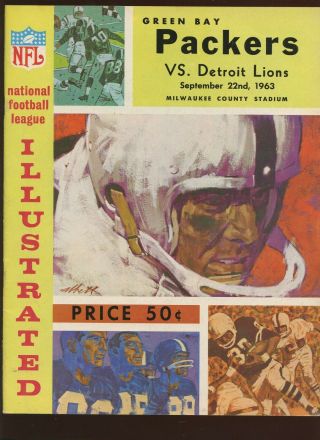 September 22 1963 Nfl Program Detroit Lions At Green Bay Packers Exmt