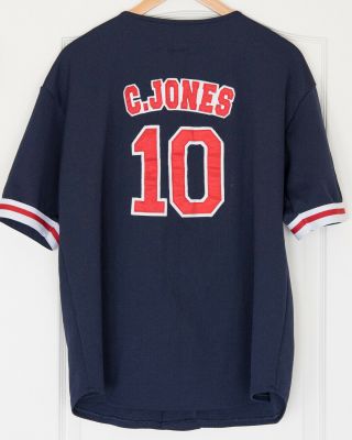 Atlanta Braves,  MLB baseball,  Chipper Jones 10 jersey,  button up,  size L 4