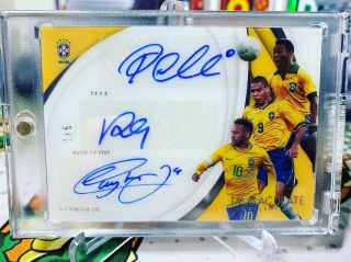 1/5 Ronaldo Pele Neymar Jr.  2018 - 19 Immaculate Soccer Triple Auto Brazil Gold