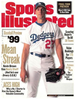 March 29,  1999 Kevin Brown Los Angeles Dodgers Sports Illustrated No Label Wb