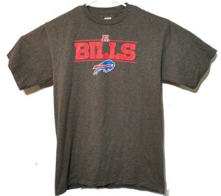 Nfl Team Apparel Mens Medium Buffalo Bills Graphic T Shirt Crew Neck Gray