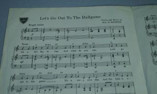 RARE 1949 CONNIE MACK BASEBALL SHEET MUSIC LET ' S GO TO THE BALLGAME - ATHLETICS 6
