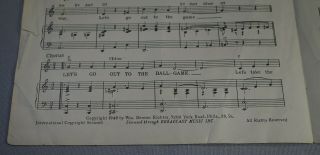 RARE 1949 CONNIE MACK BASEBALL SHEET MUSIC LET ' S GO TO THE BALLGAME - ATHLETICS 7