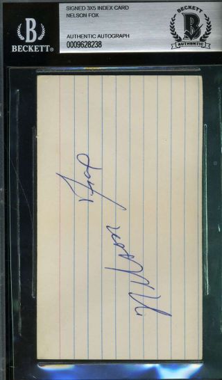 Nellie Nelson Fox Signed 3x5 Index Card Signed Bas Beckett Authentic Autograph