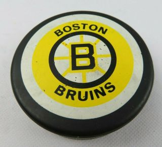 Vintage Hockey Game Official Puck Boston Bruins Nhl Trench Mfg Made In Canada