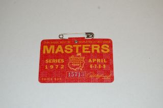 1972 Masters Badge/ticket.  Jack Nicklaus