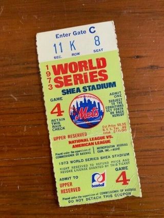 1973 World Series Ticket Stub - Shea Stadium,  Mets Game 4