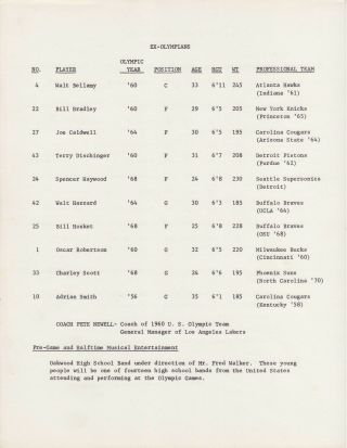 1972 U.  S.  Olympic Basketball team trials; Game program Aug 10,  1972 Dayton Aren 3