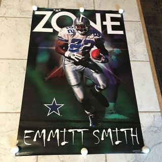 1997 The Zone Emmitt Smith Football Poster 23x35 Dallas Cowboys Costacos Brother