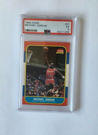 1986 Fleer 57 Michael Jordan Rookie Card Psa 5 Ex