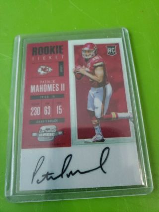 2017 Contenders Optic Red Rookie Ticket Patrick Mahomes Reprint - Facsimile Auto