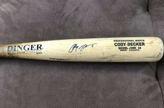 Cody Decker Game Signed Baseball Bat Autographed Auto Diamondbacks Padres