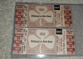 1953 Pittsburgh Vs Notre Dame College Football Ticket Stubs (2)