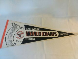 Vintage 1983 Baltimore Orioles Pennant Scroll Roster World Series Champs
