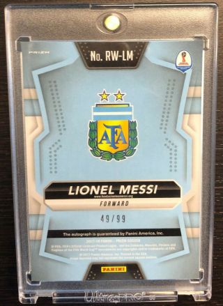 49/99 LIONEL MESSI 2017 - 18 Immaculate Prizm Soccer Silver Autograph Auto Arg 2