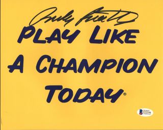 Notre Dame Rudy Ruettiger Signed 8x10 Play Like A Champion Today Photo Bas 1