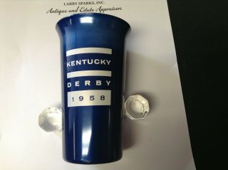 1958 Kentucky Derby Cup Glass Reynolds Aluminum Color Craft Blue 5 " Tall