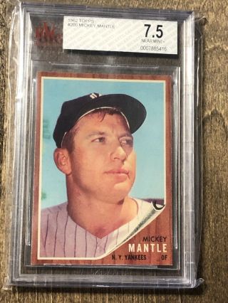 1962 Topps Mickey Mantle Bvg 7.  5 Hof Baseball Card 200