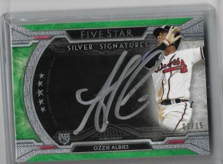 2018 Topps Five Star Ozzie Albies Silver Signatures Green Parallel 1/15 Rc
