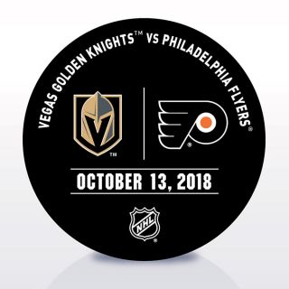 Philadelphia Flyers Issued Warm Up Puck 10/13/18 Vs Vegas Golden Knights