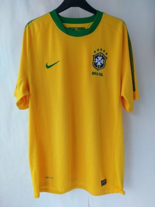 Authentic Nike Dri Fit Brazil National Team World Cup Soccer Jersey Men L Yellow