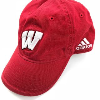University Of Wisconsin Badgers Adidas Hat Baseball Cap Red Cotton Adjustable