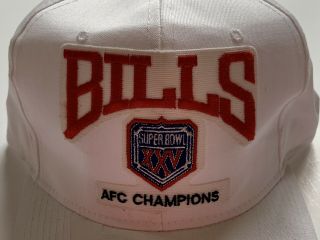 Vintage 1990 Buffalo Bills Bowl XXV 25 NFL White Snapback Hat Cap 2