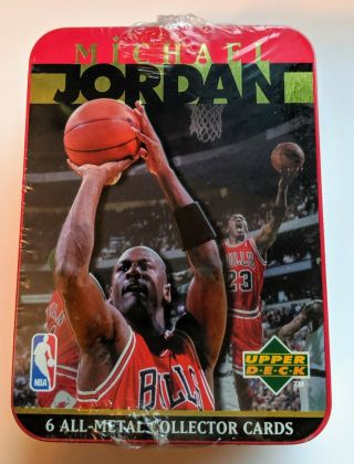 1996 Upper Deck Michael Jordan 6 All - Metal Collector Cards In Tin