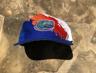 Vintage Ncaa Florida Gators Logo 7 Multi Color Splash Snap Back Adjustable Hat