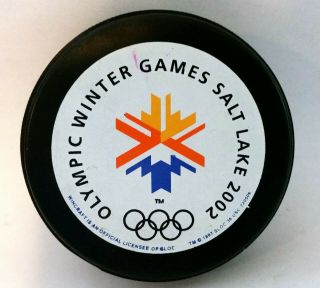 2002 Olympic Winters Games Souvenir Hockey Puck Salt Lake City Blank Back