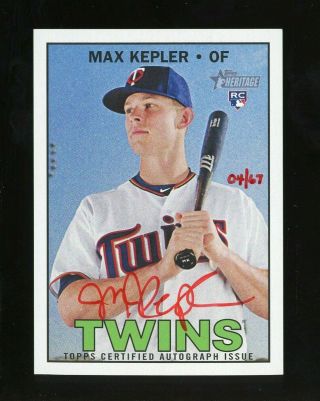 2016 Topps Heritage Real One Max Kepler Rc Rookie Red Ink Auto 4/67 Twins