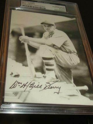 Bill Terry York Giants Baseball Hofer Autographed Postcard Photo Dec 1989