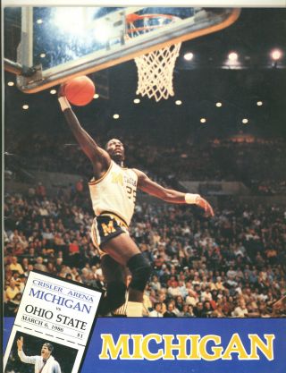 1985 - 86 Basketball Program Ohio State Vs Michigan Wolverines 3 - 6 - 1986