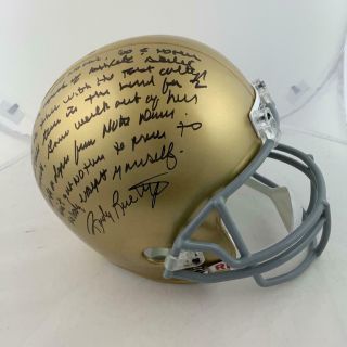 Rudy Ruettiger Signed Notre Dame Irish F/s Helmet W/ 5th Nothing Speech Jsa