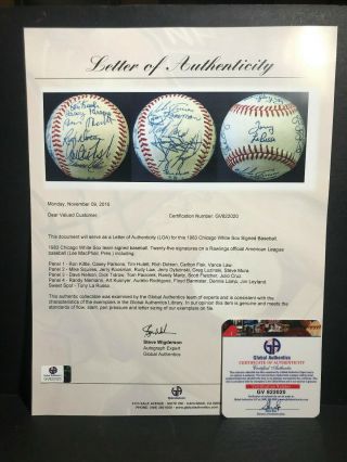 1983 Chicago White Sox Team Signed Al Baseball Carlton Fisk/la Russa 25 Autos