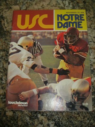 Vintage 1974 Football Program Usc - Notre Dame 11 - 30 - 1974