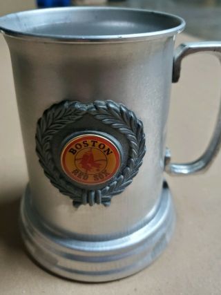 Boston Red Sox Stainless Steel Beer Mug With a glass bottom and Logo 2