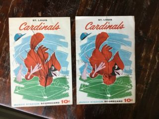 (2) 1960 St.  Louis Cardinals Official Scorecards (giants/braves) Scored/unscored