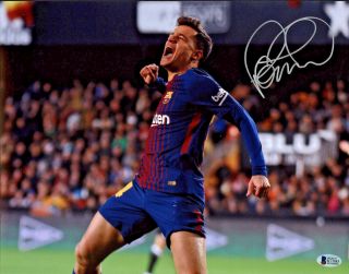 Barcelona Philippe Coutinho Signed 11 X 14 Photo Goal - Autographed Bas Beckett