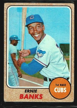 1968 Topps Baseball Chicago Cubs Ernie Banks Card Hof 355 Good