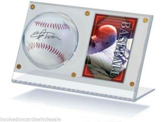 3 Acrylic Ball Baseball & And Card Holders Display Case - Ultra Pro Brand
