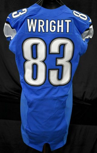 2016 Tim Wright 83 Detroit Lions Game Worn Football Jersey W/ Wcf Patch Loa