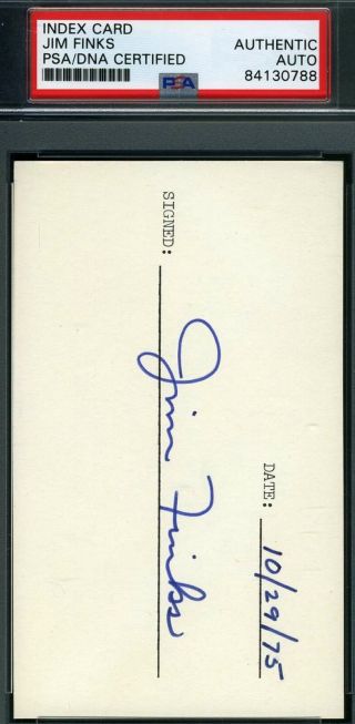Jim Finks Psa Dna Autograph 3x5 Index Card Hand Signed
