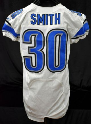 2012 Kevin Smith 30 Detroit Lions Game Worn Football Jersey Lelands Loa