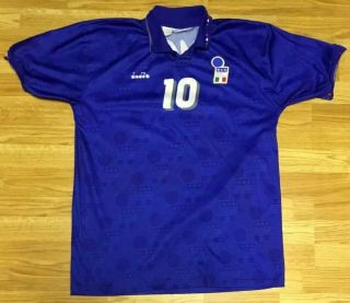 Vintage Diadora Italy Roberto Baggio 10 Men’s Soccer Jersey Size Xl