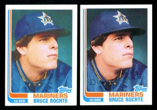 1982 Topps Pure True Blackless 224 Bruce Bochte Very Rare " A " Card Variation