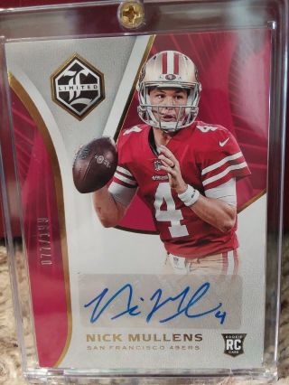 2018 Panini Limited Football Nick Mullens 227 Rookie Auto 077/199 49ers Invest