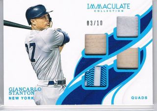 2019 Immaculate Giancarlo Stanton Quad Game Patch Bat /10