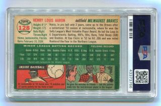 1954 Topps - HENRY HANK AARON - Rookie Card 128 - BRAVES PSA 3 VG Very Good 2